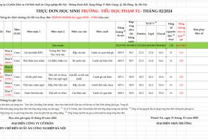 THỰC ĐƠN HỌC SINH TRƯỜNG TIỂU HỌC PHẠM TU TUẦN 22 (05/02-17/02/2024)