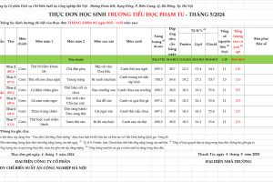 THỰC ĐƠN HỌC SINH TRƯỜNG TIỂU HỌC PHẠM TU TUẦN 34 (06/05-11/05/2024)