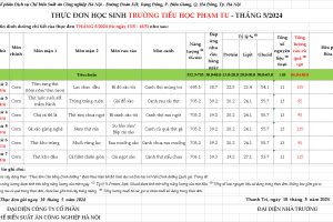 THỰC ĐƠN HỌC SINH TRƯỜNG TIỂU HỌC PHẠM TU TUẦN 35 (13/05-18/05/2024)